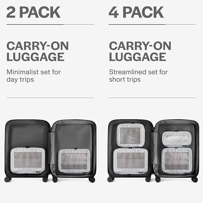 Aerotrunk Compression Packing Cubes for Travel - Luggage Organizer Bags - Double Zipper Packing Cubes for Suitcases (2-Pack, Light Grey)