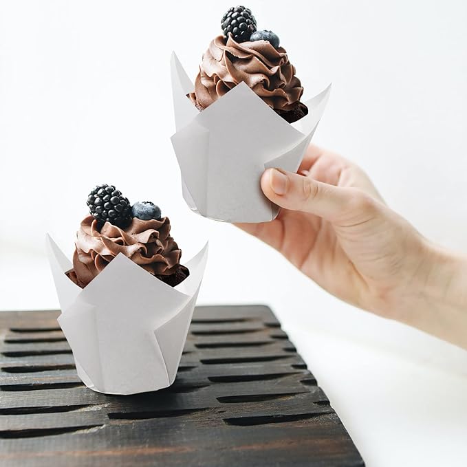 Baking Cups, 200 Count Brown Tulip Paper Liners for Cupcakes and Muffins