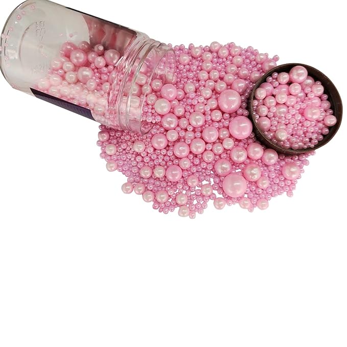 Sprinkles: Edible Pink Sugar Pearls, Cake Topper, 4.23 oz