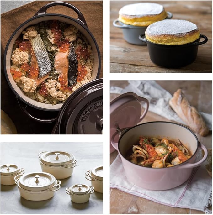 Vermicular Oven Pot | Non-Toxic Enameled Cast Iron Pot | 22cm (3.7 Qt) | Oven-safe | Induction-compatible | Dutch Oven | Made in Japan | Serves 3-4 | Pearl Brown
