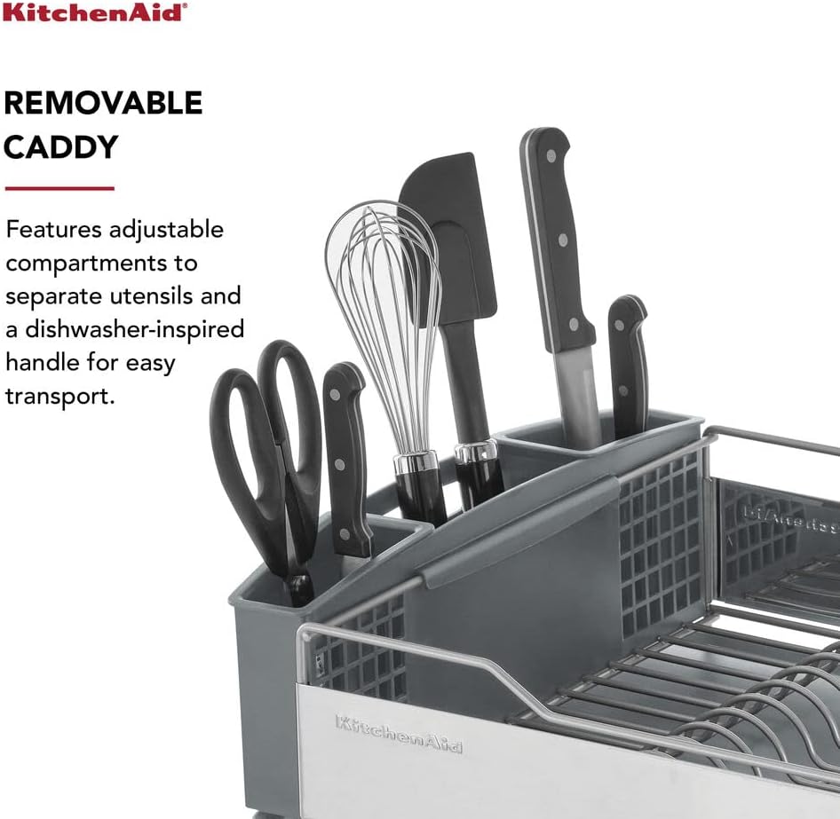 Large Capacity Full Size Rust Resistant Dish Rack with Angled Drain Board – alternate view