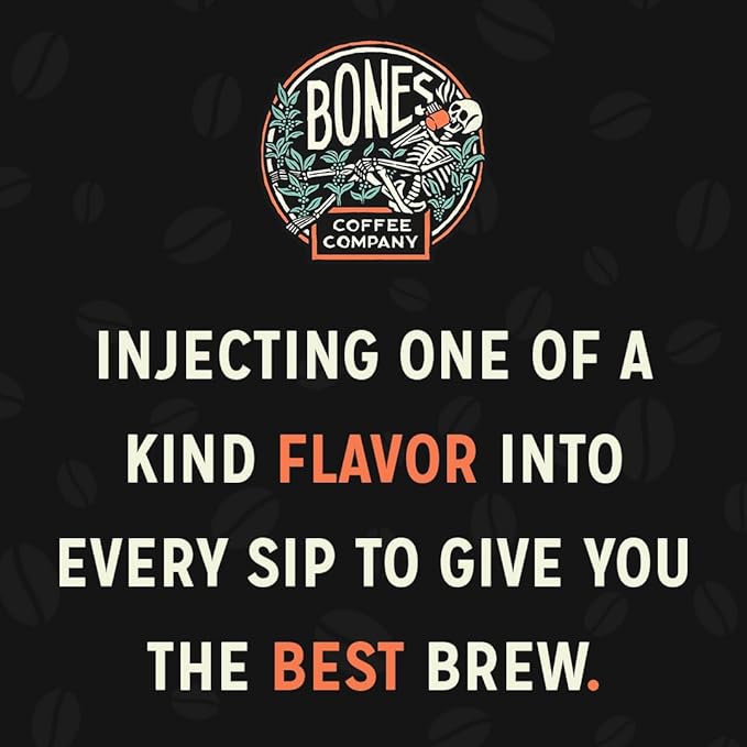 Bones Coffee Company Salty Siren, Sea Salted Caramel Chocolate Flavored Coffee, Medium Roast Low Acid Arabica Beans Compatible with Auto drip and French Press Coffee Maker, 12 Oz Ground