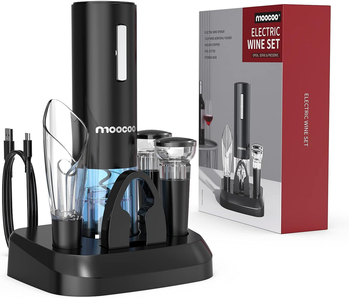 Electric Wine Opener with Charging Base, Cordless Electric Wine Bottle Opener
