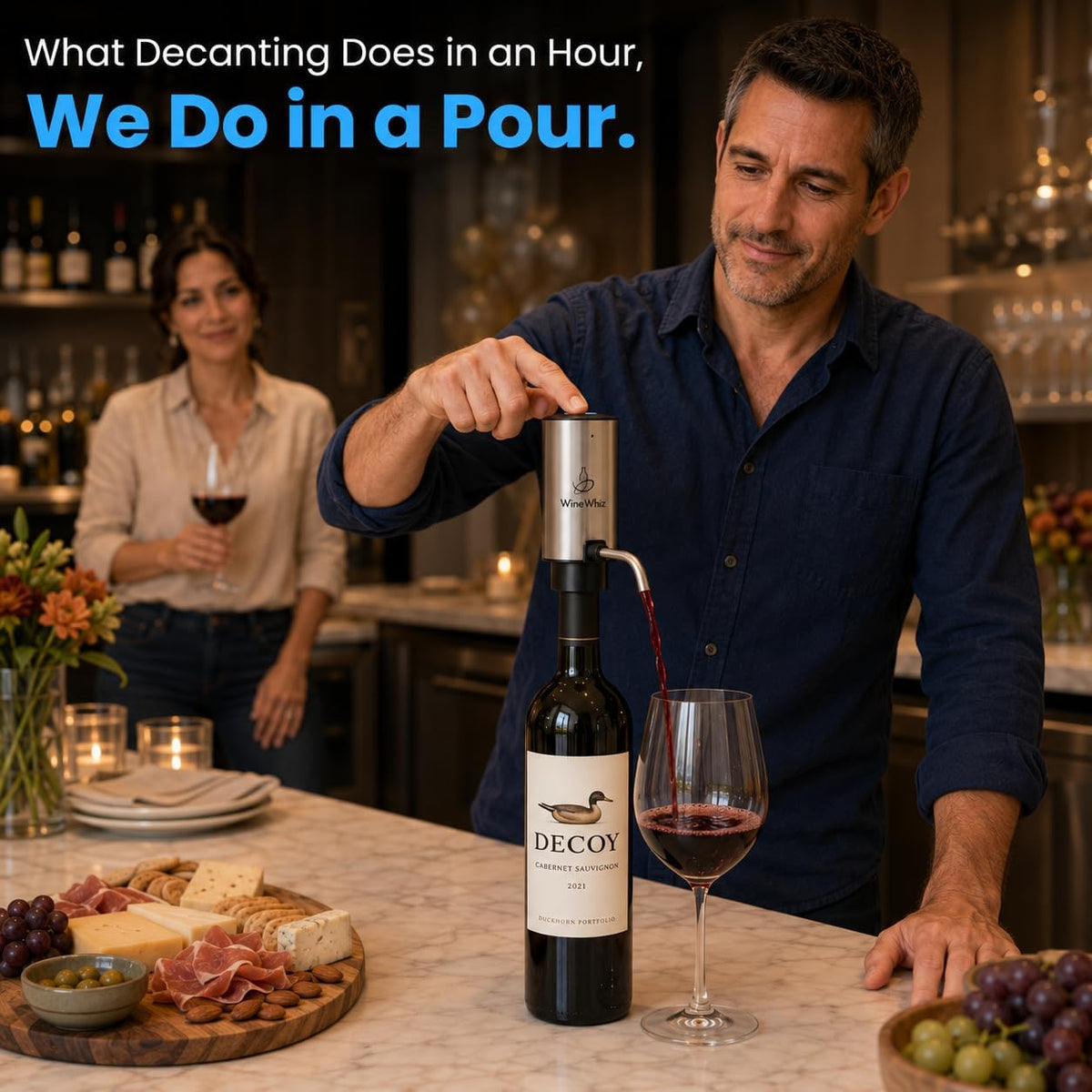 Electric Wine Aerator & Opener Set with Accessories, Rechargeable Automatic – size reference