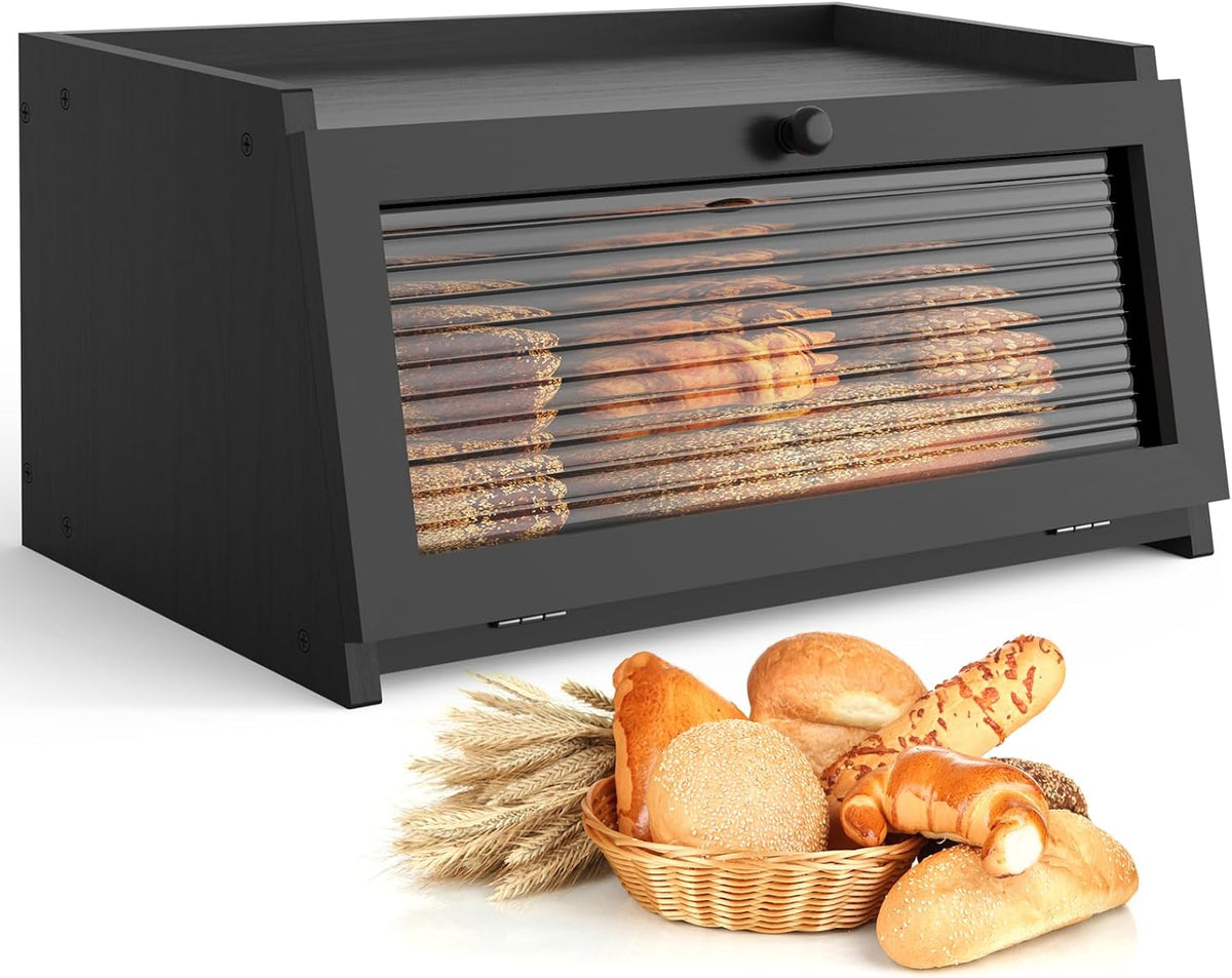 Bread Box for Kitchen Countertop,Black