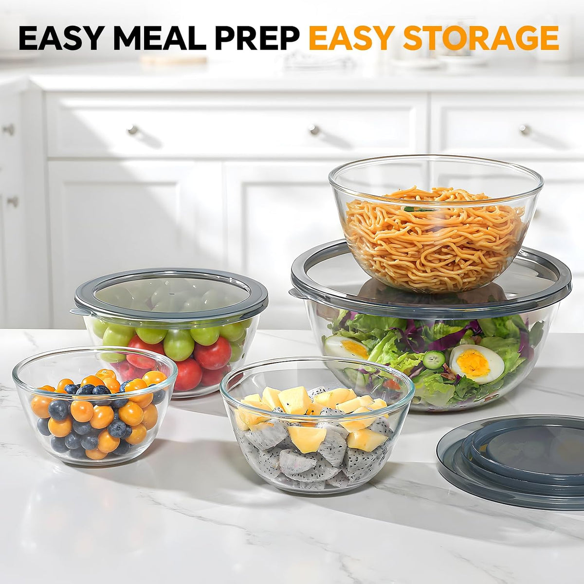 Glass Mixing Bowls with Lids Set of 5(4.78QT,2.2QT,1.7QT,1.1QT,0.85QT),Thick – detail