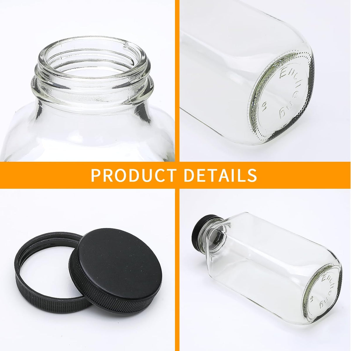 Vintage Water Bottles,Glass Drinking Bottles 16oz,Square Beverage 500ml – close-up