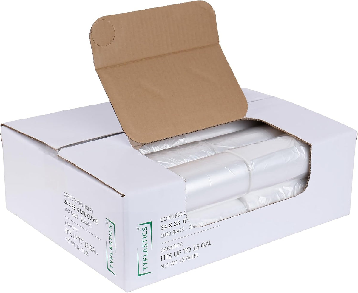 Trash Can Liners, 10-15 Gallon, Wholesale 1000 Count, 24" x 33"