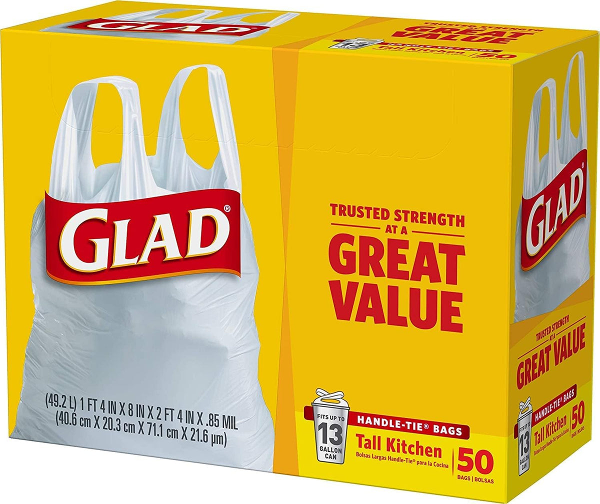 13 Gal. Tall Kitchen Handle-Tie Bags 50 ct (Pack of 4) – close-up