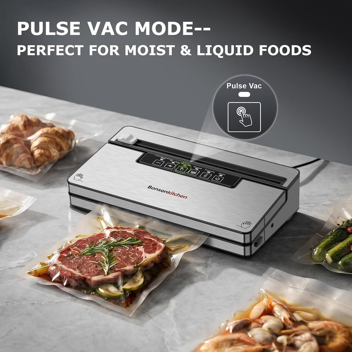 Vacuum Sealer Machine,80 kPa Powerful Suction,Silver – close-up