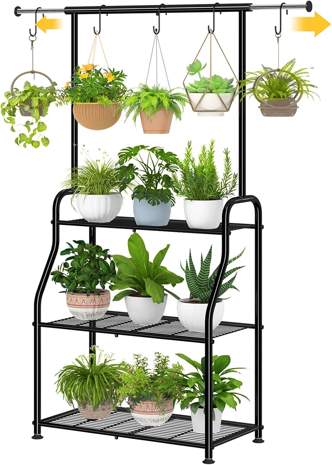 Plant Stand Indoor Outdoor, Heavy Duty Metal 3 Tiered Hanging Plant Shelf
