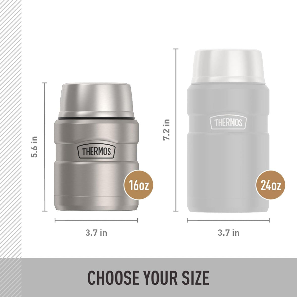 Stainless King Food Jar with Spoon, 16oz, Matte Steel – size reference