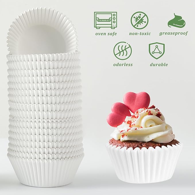 Baking Cups: 2 Inch Mini Cupcake Liners, 1000 Count in White