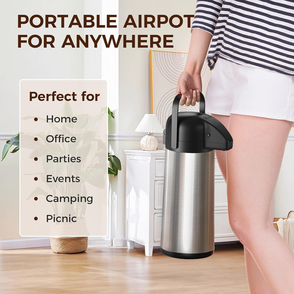 Coffee Carafe for Keeping Hot, 102OZ / 3L Airpot Coffee Dispenser with Pump – set view