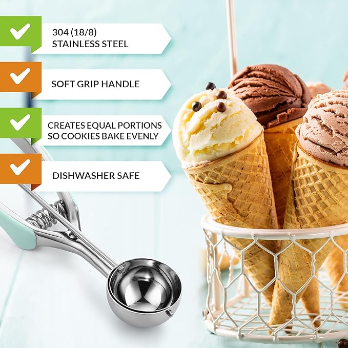 Ice Cream Scoops, #20 Stainless Steel Cookie Scoop in Mint