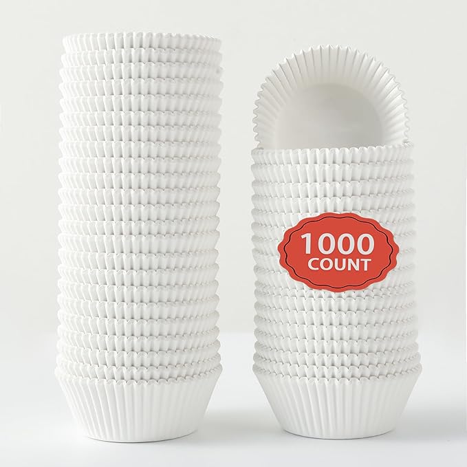Baking Cups: 2 Inch Mini Cupcake Liners, 1000 Count in White