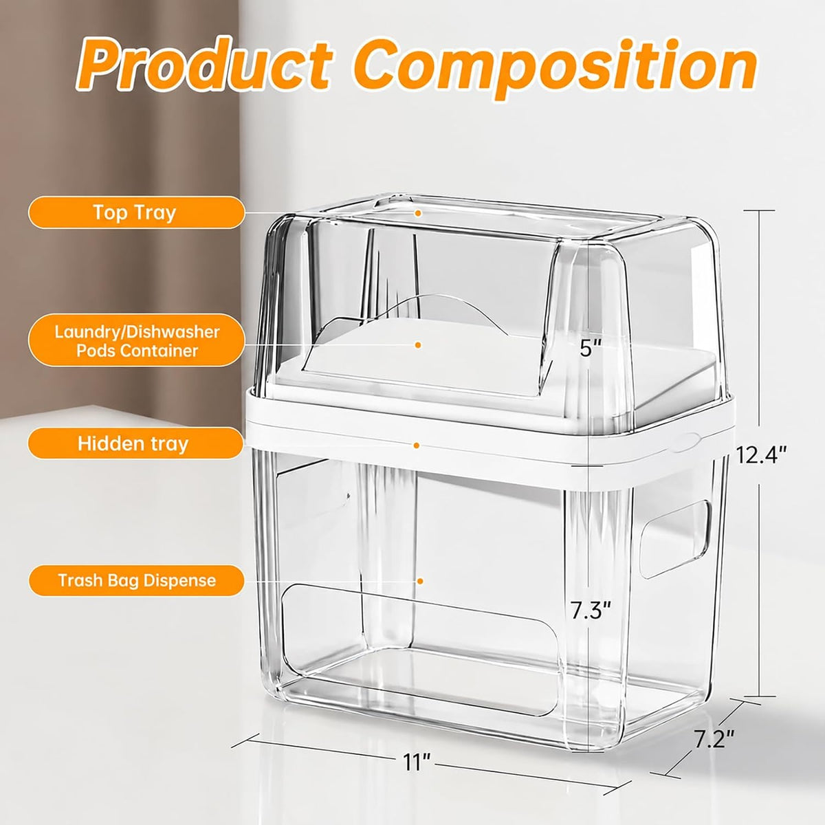 2-in-1 Trash Bag Holder Laundry & Dishwasher Pods Container,Garbage Bag – detail