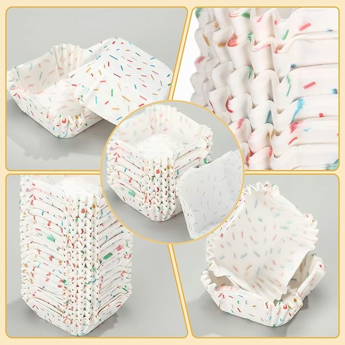 Baking Cups 350 Count Square Confetti Mini Paper Liners