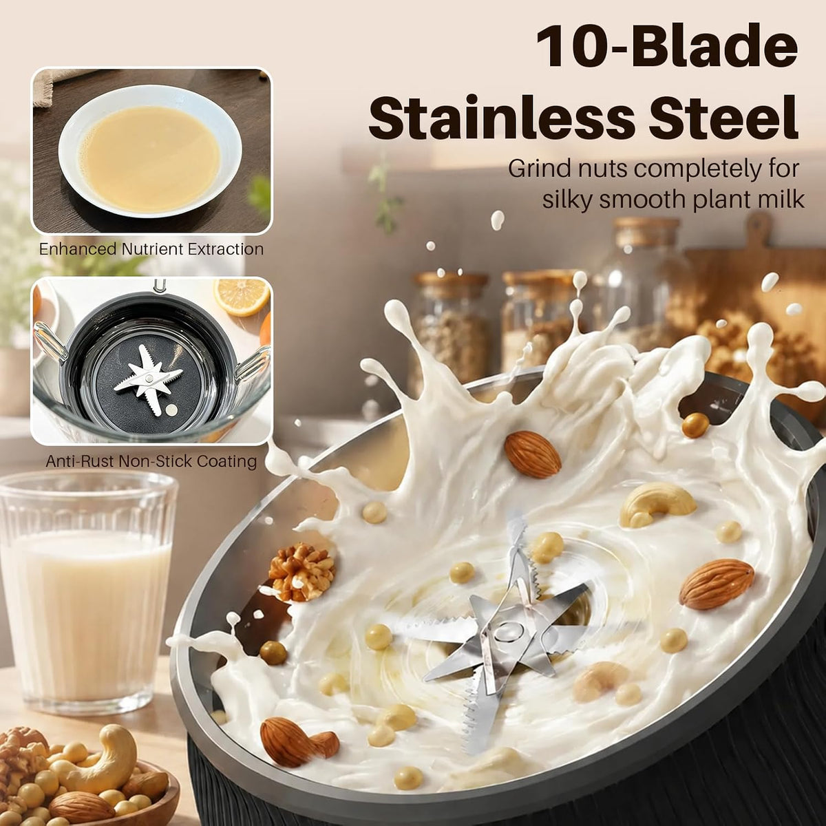 8-in-1 Nut Milk Maker with Silent Shield 12H Delay Start/Keep Warm 35oz – alternate view