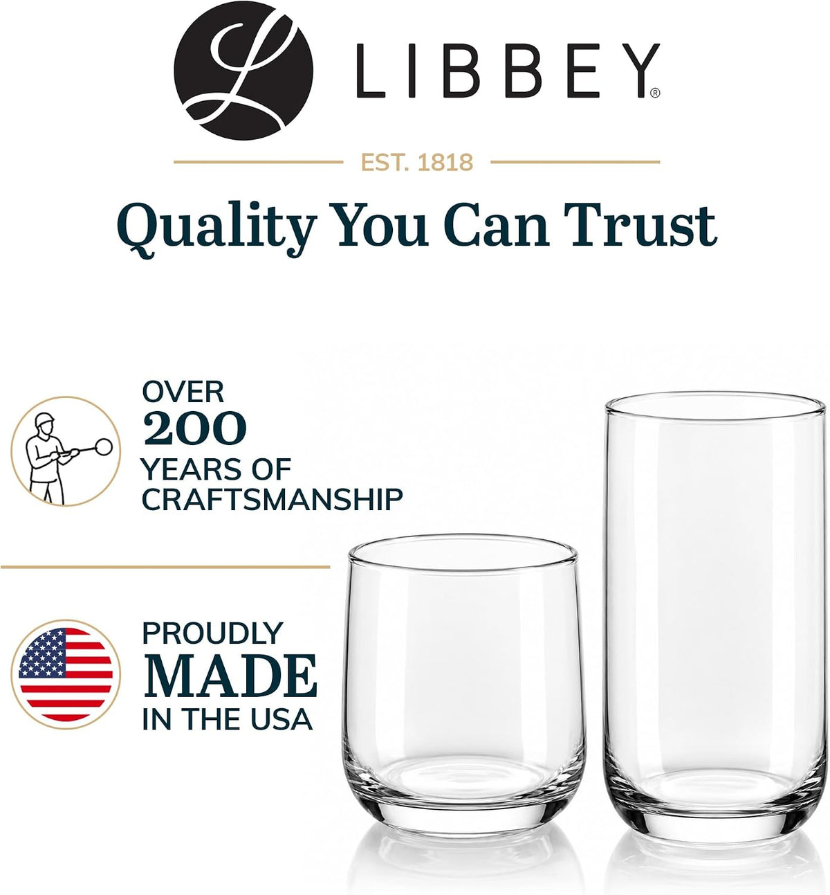 Ascent Tumbler & Rocks Drinking Glasses Set of 16, Clear Glass Cups – another angle