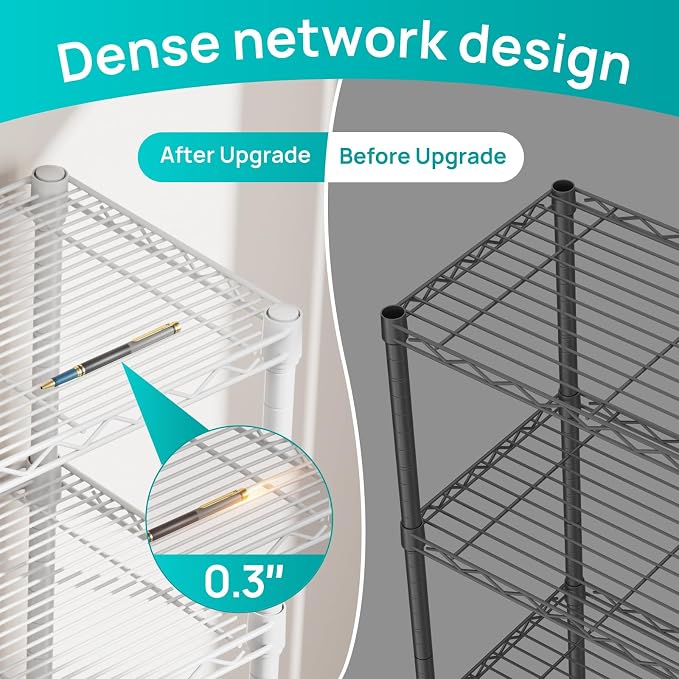 Standing Shelf Unit, 6-Tier Metal Wire Shelving, 60-Inch Tall