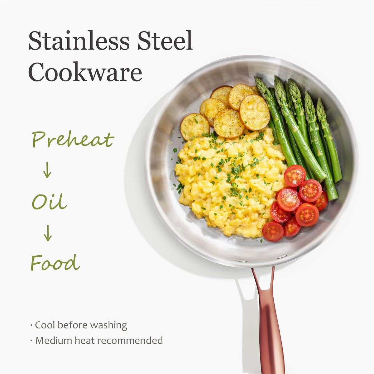 21 PCS Tri-Ply Stainless Steel Cookware Set Pots and Pans Set, Gold – alternate view