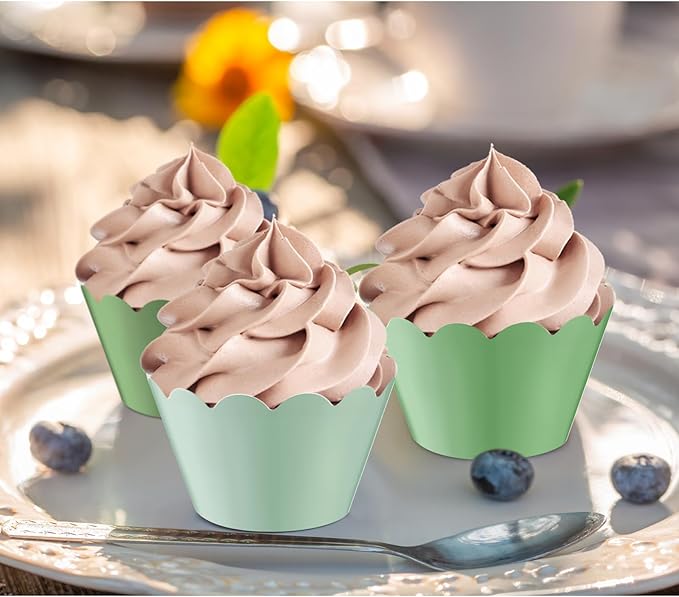 Baking Cups 100 Count Sage Green Cardboard Cupcake Liners