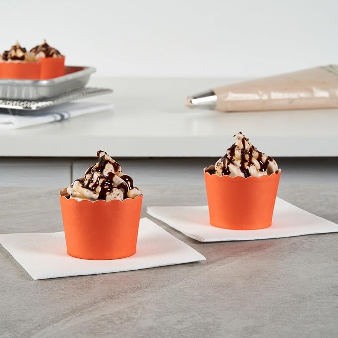 Baking Cups, 200 Count Orange Paper Cupcake Liners, Oven-Ready, Greaseproof