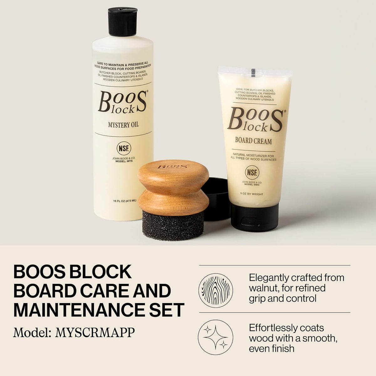 3-Pc Butcher Wood Cutting Board Oil & Cream with Applicator – detail