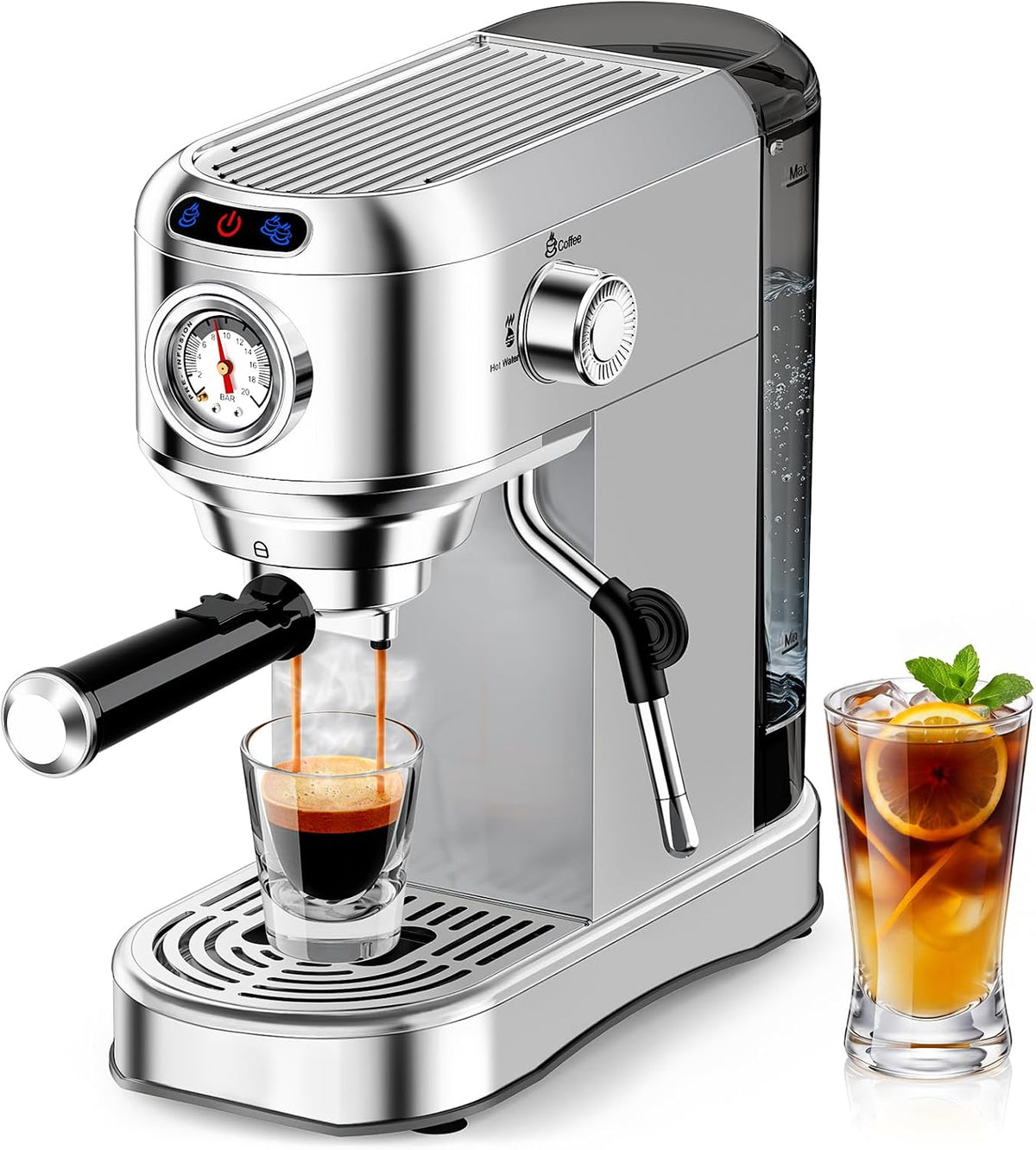 Espresso Machine 20 Bar, Compact Espresso Coffee Machine with Milk Frother