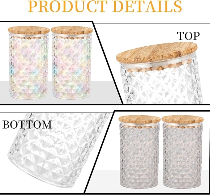 Clear Acrylic Food Jar Canister with Wooden Scoop and Lid, 42 oz