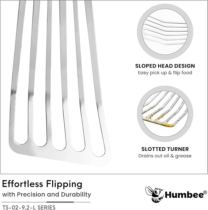 9 Inches Fish Turner, Slotted Fish Spatula Dishwasher Safe NSF (Left Hand), Shovel Brown