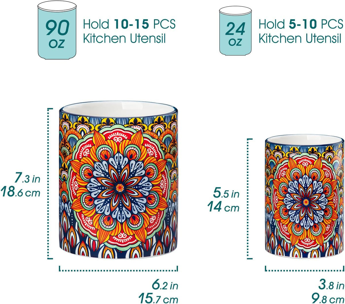 7.3"+5.5" Utensil Holder, Porcelain Utensil Holder for Countertop – detail