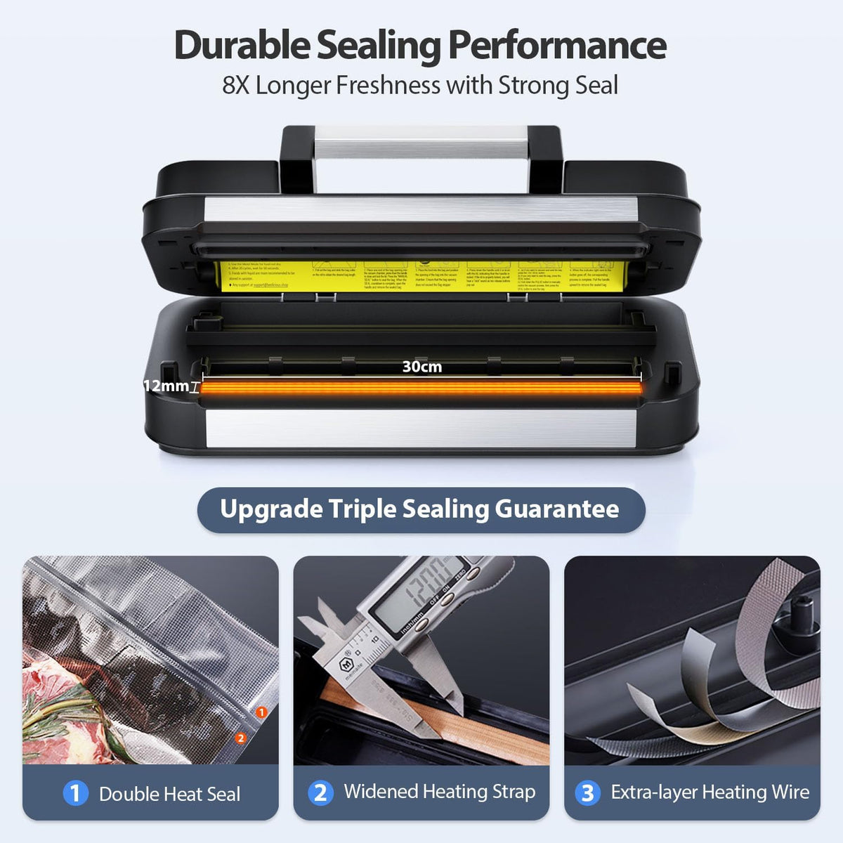 95kPa Precision Vacuum Sealer for Food with Dry/Moist Modes, 2X Strength – alternate view