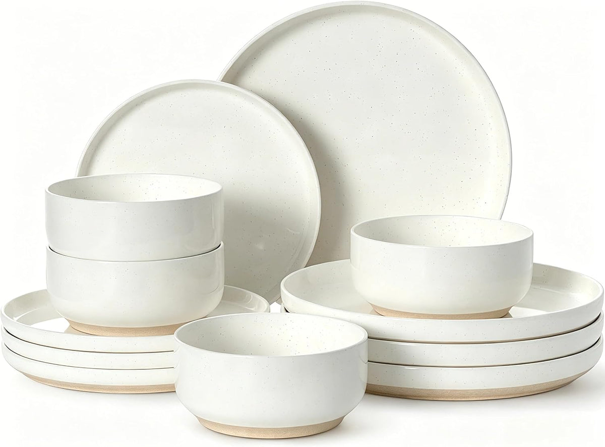 Dinnerware Set for 4, 12 Pieces Plates and Bowls Set