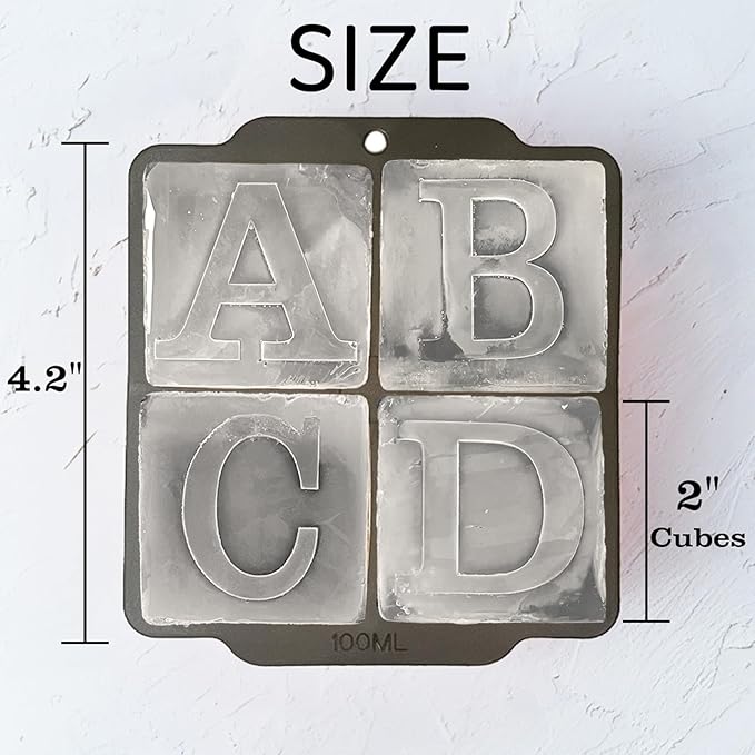 Letter L Monogram Ice Cube Mold Custom Ice Cube Mold 2 Inch Big Initials Silicone Ice Cube Tray Gifts for DAD Gifts for Him