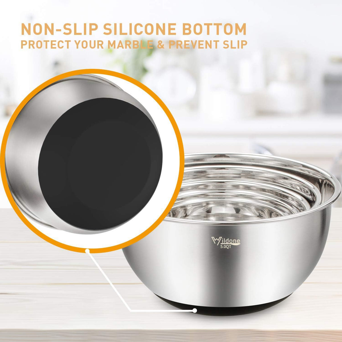 Mixing Bowls with Airtight Lids Set, 5PCS Stainless Steel Nesting Bowls – features