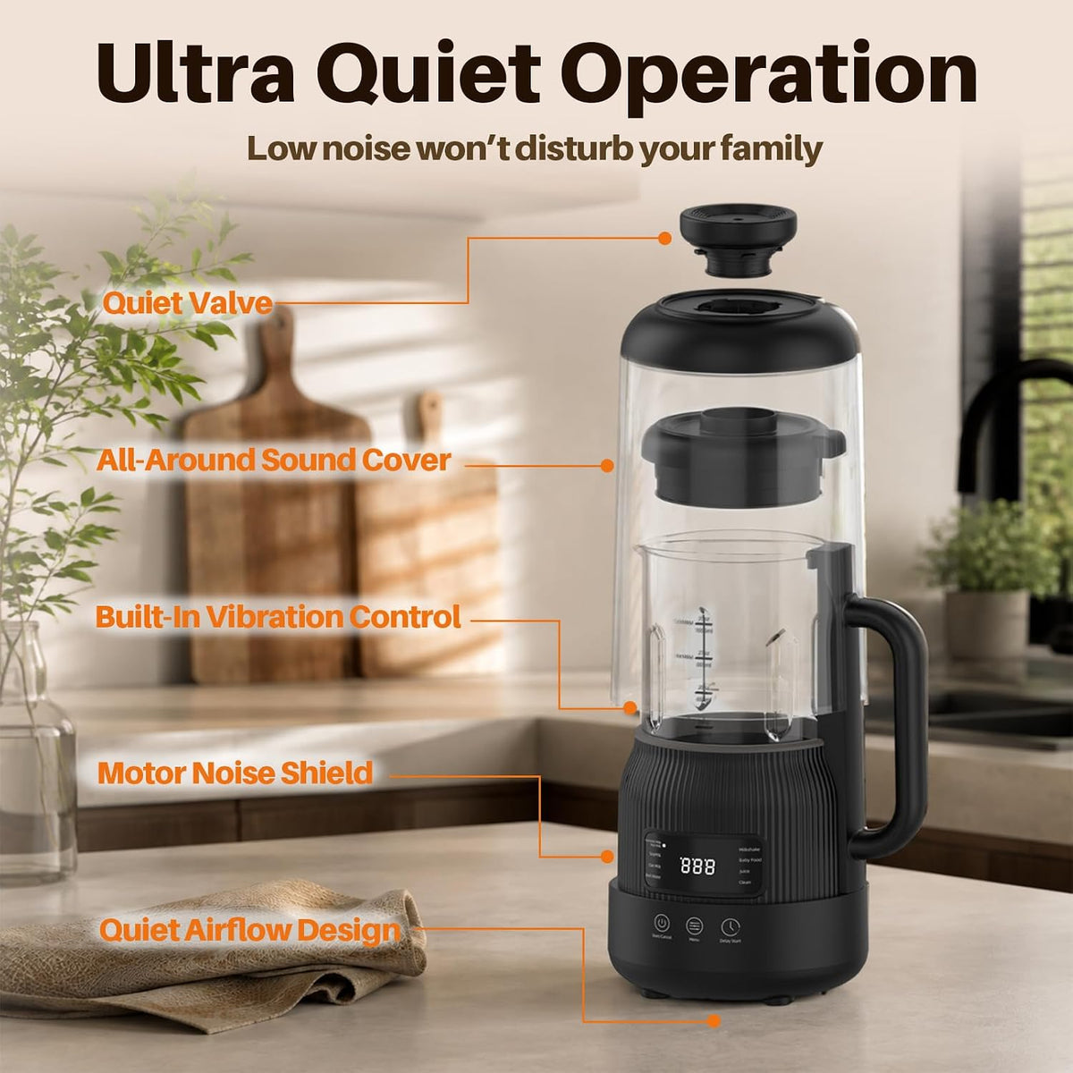 8-in-1 Nut Milk Maker with Silent Shield 12H Delay Start/Keep Warm 35oz – close-up