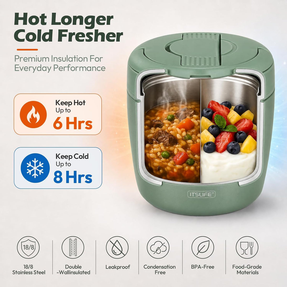 32oz Insulated Soup Thermo, Vacuum Stainless Steel Food Jar for Hot & Cold – alternate view