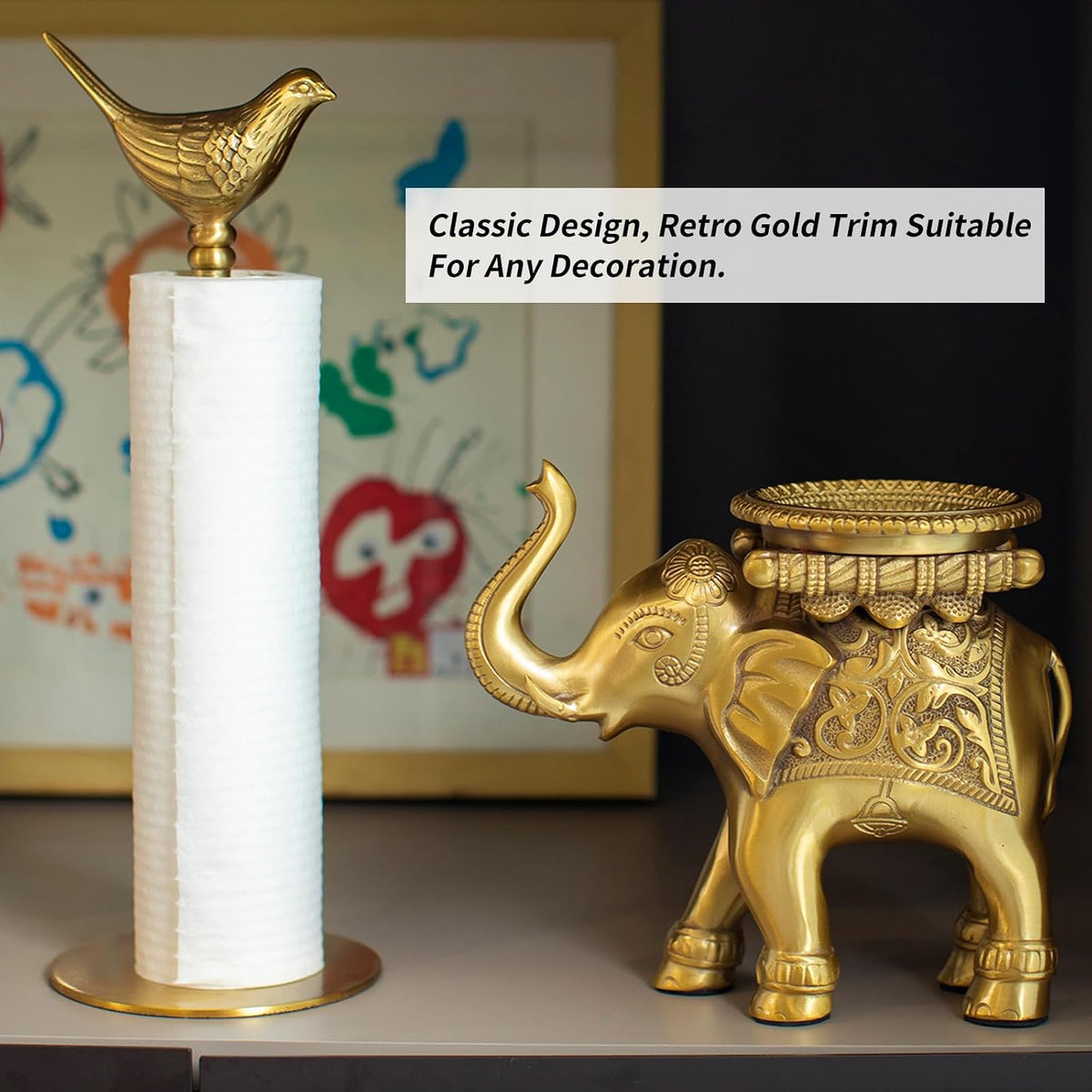 Luxurious Gold Paper Towel Holder Countertop, Brass Paper Towel Holder – size reference