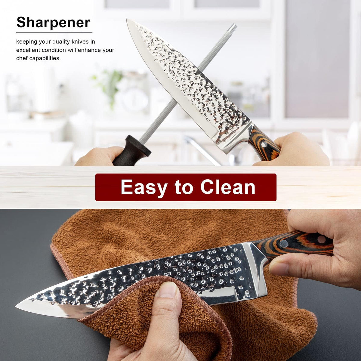 15 Pieces Kitchen Knife Set with Block and Sharpener – alternate view