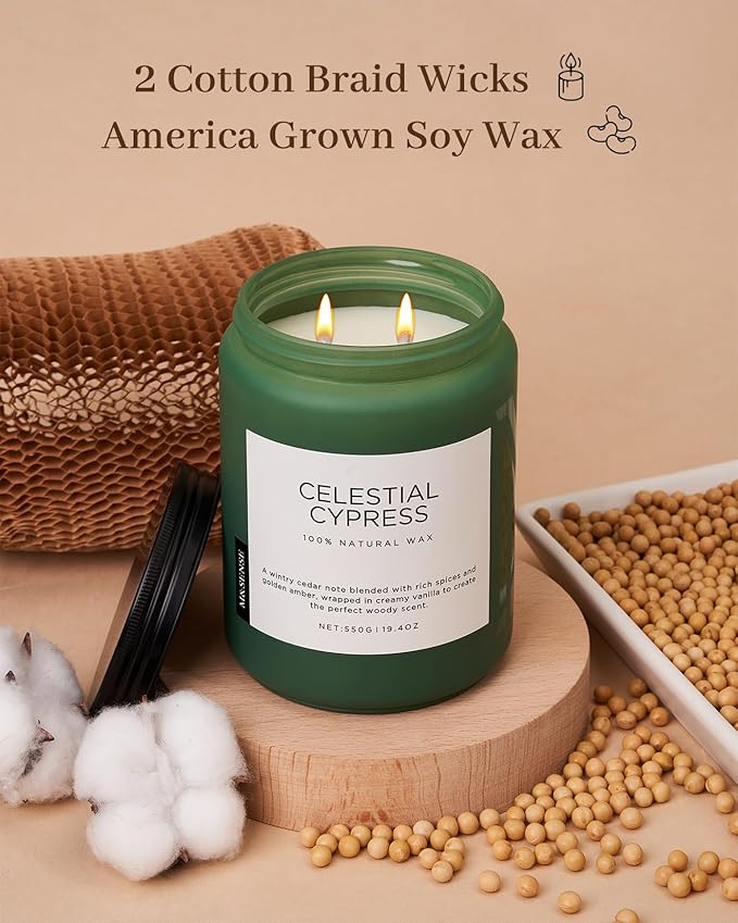 Jar Candle, Celestial Cypress Scent, 19.4 oz Soy Blend