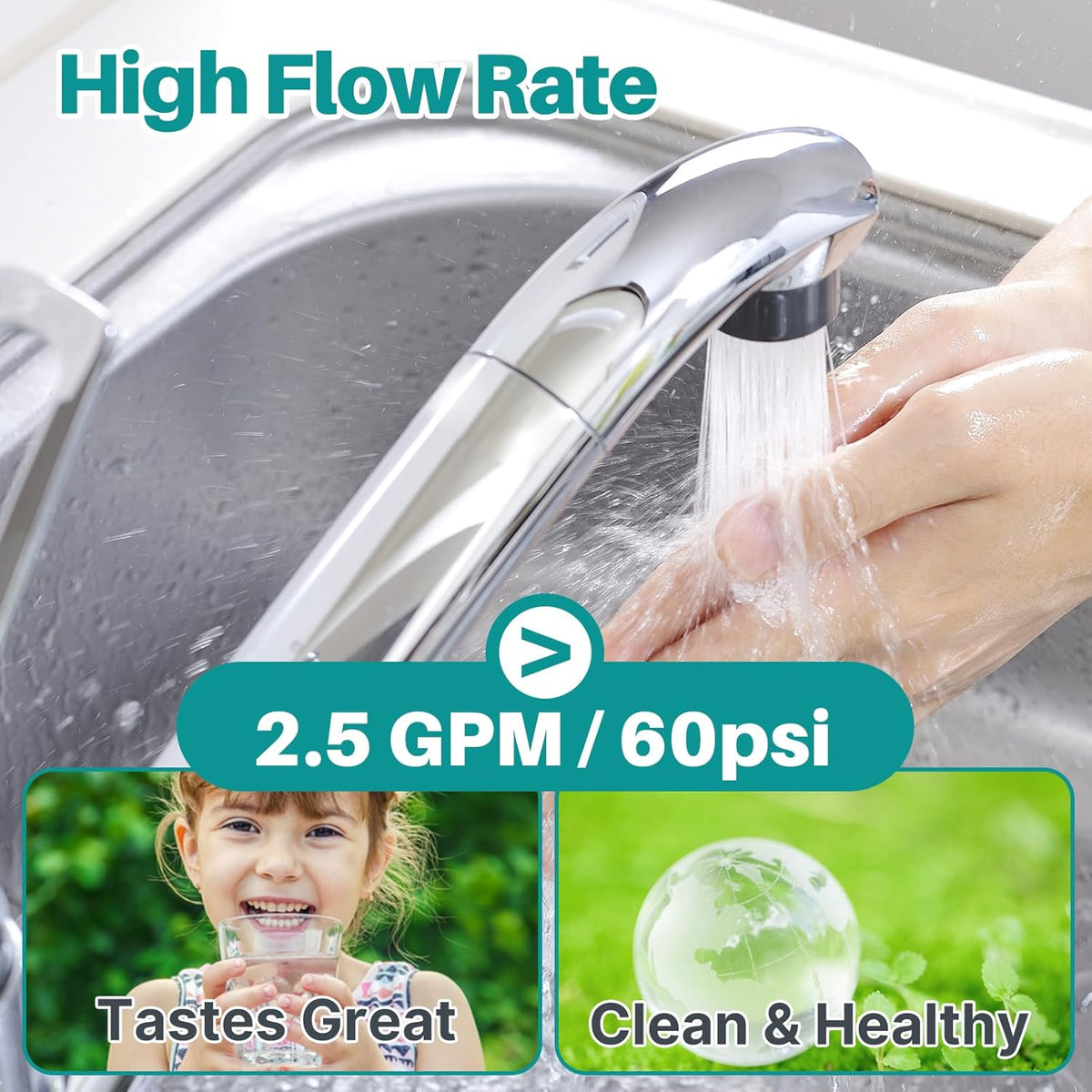 WFC5300A Under Sink Water Filter system, 3 Years or 22000 Gallons Ultra High – size reference