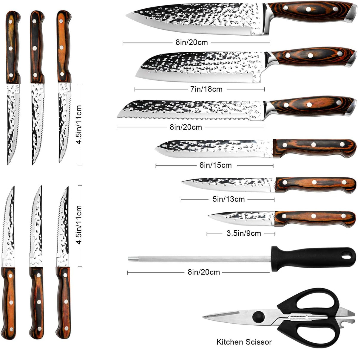 15 Pieces Kitchen Knife Set with Block and Sharpener – detail