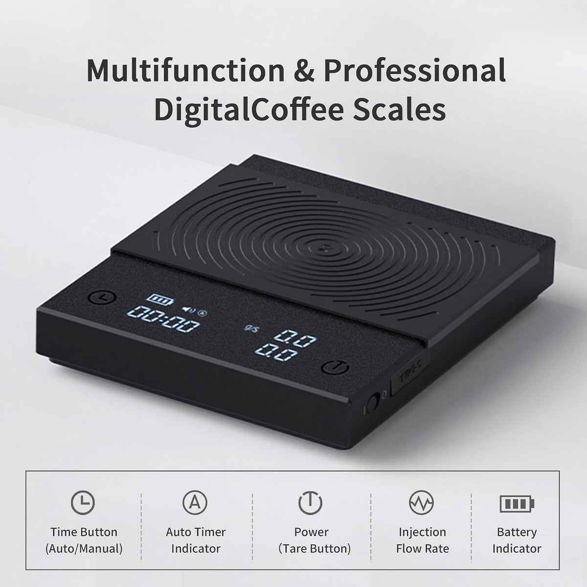 Coffee Scale Basic 2.0 Electronic Espresso Scale with Water Flow Rate and Timer – detail