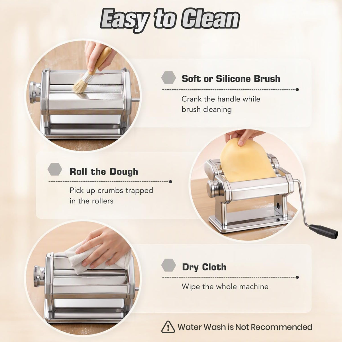 3-in-1 Pasta Maker with 9-Setting Pasta Roller & Cutters, Silver – size reference
