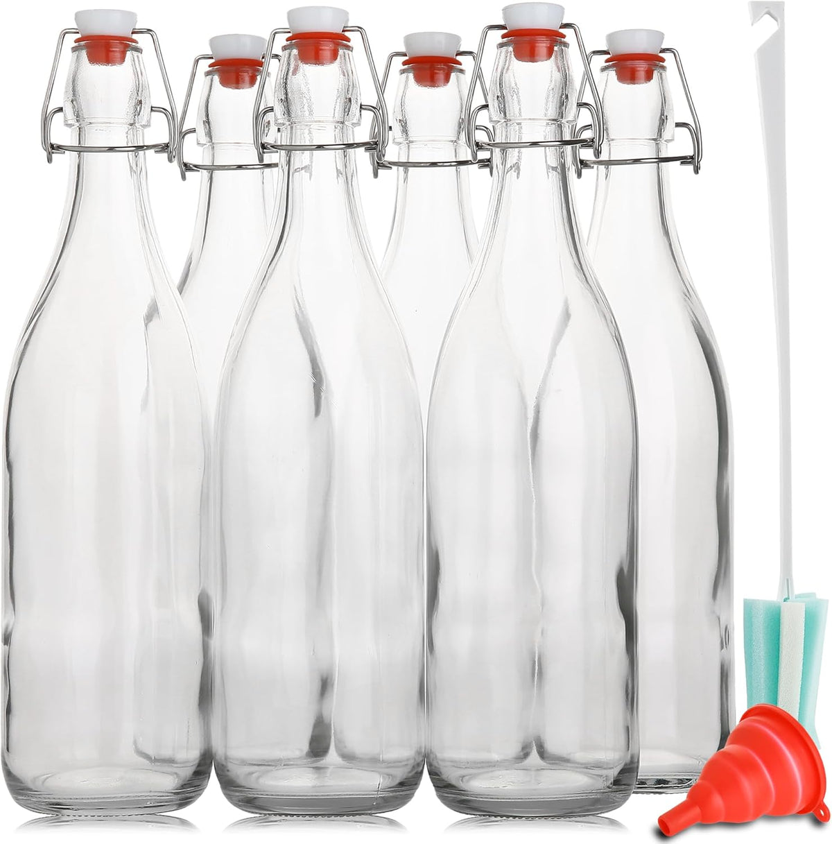 Flip Top Glass Bottle [1 Liter / 33 fl. oz.] [Pack of 6] – Swing Brewing – another angle