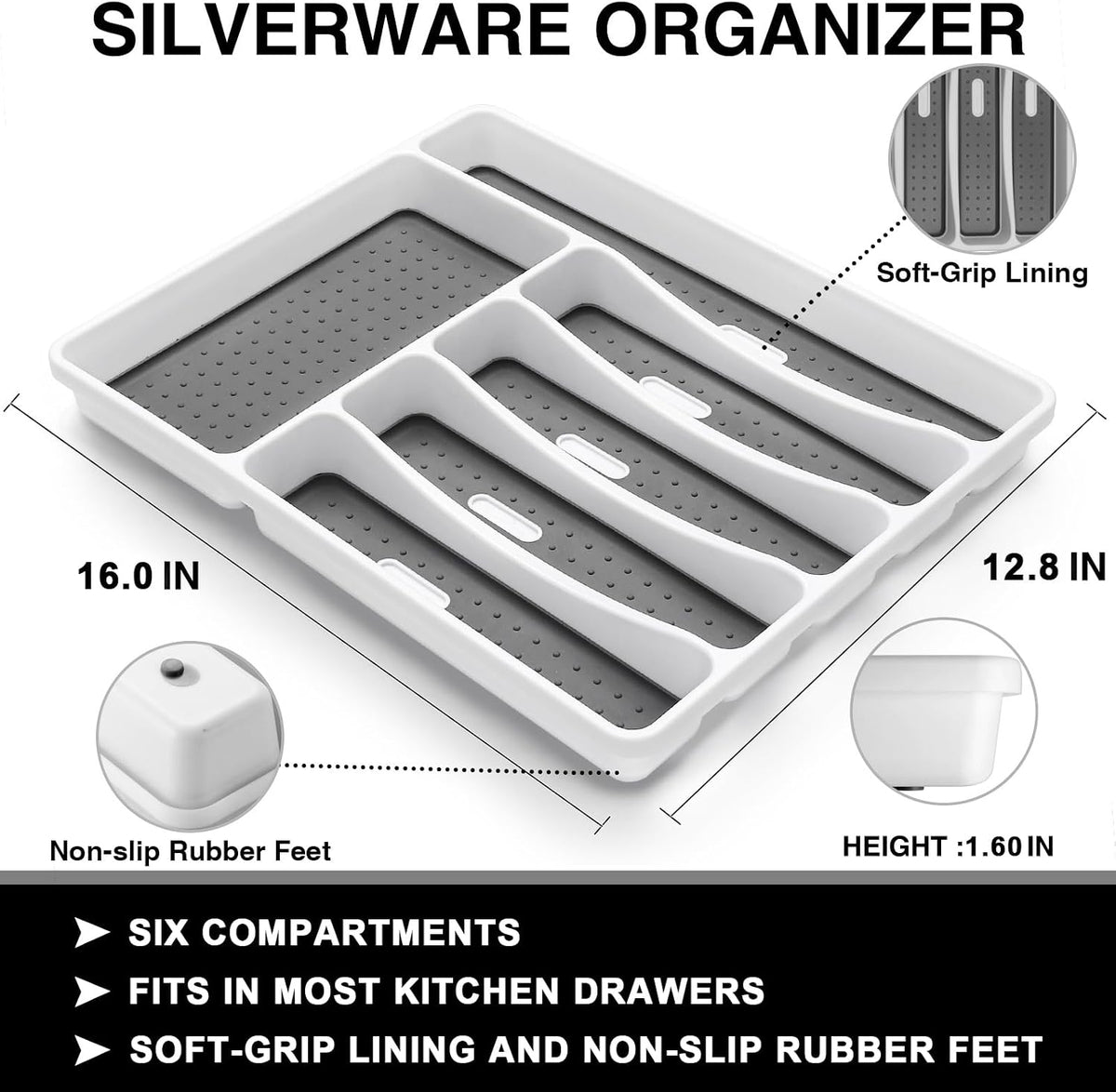 49-Piece Silverware Set with Organizer, Heavy Duty Stainless Steel Flatware Set – alternate view