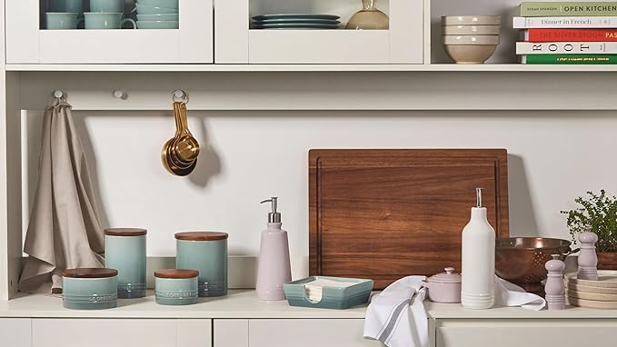 Le Creuset Signature Salt Cellar and Storage Canister with Wood Lid, 7 oz., Sea Salt