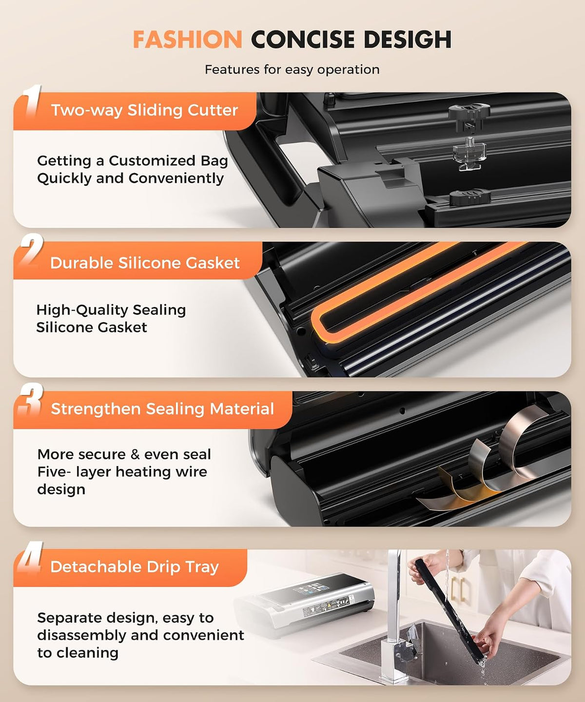 Food Vacuum Sealer Machine with Storage & Built-in Cutter – features